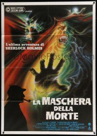 3e279 SHERLOCK HOLMES & THE MASKS OF DEATH Italian 1p '86 silhouette of Cushing + monster art!