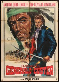 3e296 THEY DIED WITH THEIR BOOTS ON Italian 1p R63 different Stefano art of Errol Flynn & Quinn!
