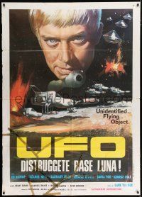 3e303 UFO DISTRUGGETE BASE LUNA Italian 1p '74 Destroy the Moon Base, cool sci-fi artwork!