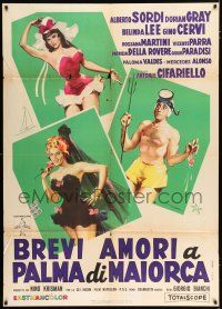 3e306 VACATIONS IN MAJORCA Italian 1p '59 De Seta art of Alberto Sordi & sexy Belinda Lee!