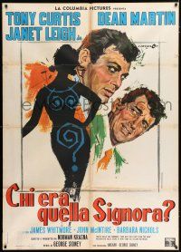 3e314 WHO WAS THAT LADY Italian 1p R67 Cesselon art of Tony Curtis, Dean Martin & Janet Leigh!