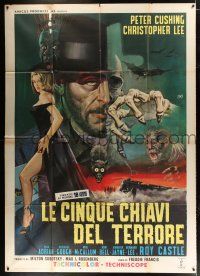 3e022 DR. TERROR'S HOUSE OF HORRORS Italian 2p '65 Cushing, Lee, cool different Mos horror art!