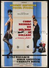 3e049 HOW TO STEAL A MILLION Italian 2p '66 art of sexy criminal Audrey Hepburn & Peter O'Toole!