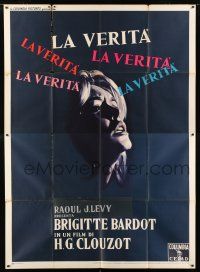 3e054 LA VERITE Italian 2p '60 art of sexy Brigitte Bardot, Henri-Georges Clouzot, The Truth!