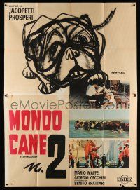 3e068 MONDO CANE 2 Italian 2p '64 bizarre human oddities, cool different Manfredo art!
