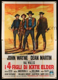 3e090 SONS OF KATIE ELDER Italian 2p '65 different art of John Wayne, Dean Martin & others!