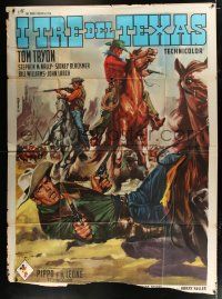 3e096 TEXAS JOHN SLAUGHTER Italian 2p '61 Casaro art of Tom Tryon & Texas Rangers in battle!