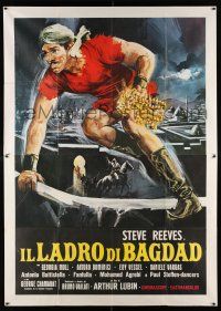3e097 THIEF OF BAGHDAD Italian 2p R60s completely different full-length art of Steve Reeves!