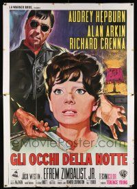 3e108 WAIT UNTIL DARK Italian 2p R70s different Serafini art of blind Audrey Hepburn & Alan Arkin!