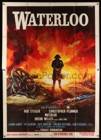 3e110 WATERLOO Italian 2p '70 best Casaro art of Rod Steiger as Napoleon Bonaparte on battlefield!