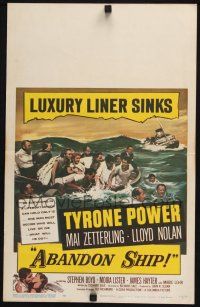3e655 ABANDON SHIP WC '57 Tyrone Power & 25 survivors in a lifeboat which can hold only 12!