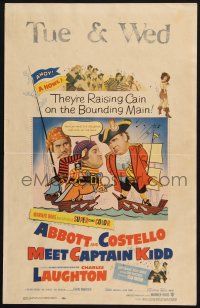 3e656 ABBOTT & COSTELLO MEET CAPTAIN KIDD WC '53 art of pirates Bud & Lou with Charles Laughton!