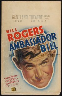 3e667 AMBASSADOR BILL WC R36 great huge headshot image of Will Rogers, political comedy!