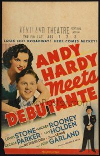 3e671 ANDY HARDY MEETS DEBUTANTE WC '40 look out Mickey Rooney, here comes Judy Garland!