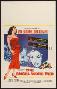 3e673 ANGEL WORE RED WC '60 sexy full-length Ava Gardner, Dirk Bogarde has a price on his head!