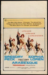 3e676 ARABESQUE WC '66 Gregory Peck, sexy Sophia Loren, ultra mod, ultra mad, ultra mystery!