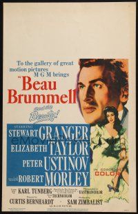 3e690 BEAU BRUMMELL WC '54 art of sexy full-length Elizabeth Taylor & Stewart Granger!