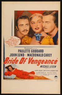3e704 BRIDE OF VENGEANCE WC '49 art of sexy Paulette Goddard, John Lund, Macdonald Carey!
