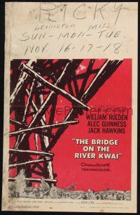 3e705 BRIDGE ON THE RIVER KWAI WC '58 William Holden, Alec Guinness, David Lean classic!