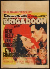 3e706 BRIGADOON WC '54 great romantic close up art of Gene Kelly & Cyd Charisse!