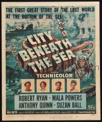 3e719 CITY BENEATH THE SEA WC '53 Budd Boetticher, cool art of deep sea divers by Reynold Brown!