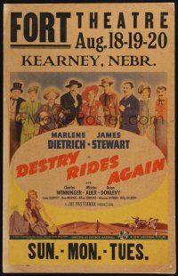 3e731 DESTRY RIDES AGAIN WC '39 James Stewart & Marlene Dietrich lined up w/ top cast + catfight!