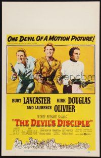 3e732 DEVIL'S DISCIPLE WC '59 Burt Lancaster, Kirk Douglas & Laurence Olivier all with two guns!