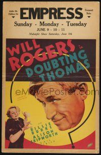 3e735 DOUBTING THOMAS WC '35 great huge headshot of Will Rogers staring at Billie Burke!