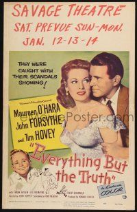 3e742 EVERYTHING BUT THE TRUTH WC '56 sexy Maureen O'Hara got caught with her scandals showing!