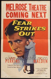 3e747 FEAR STRIKES OUT WC '57 Anthony Perkins as Boston Red Sox baseball player Jim Piersall!
