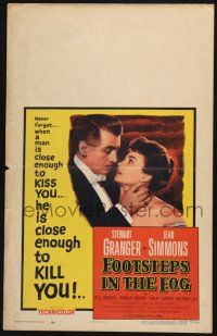 3e752 FOOTSTEPS IN THE FOG WC '55 was Stewart Granger there to kiss or kill Jean Simmons, cool art!