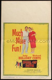 3e754 FULL OF LIFE WC '57 artwork of newlyweds Judy Holliday & Richard Conte, much more fun!