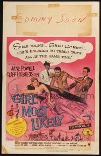 3e761 GIRL MOST LIKELY WC '57 art of sexy Jane Powell, Cliff Robertson, Tommy Noonan!