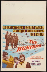 3e791 HUNTERS WC '58 jet pilot drama, Robert Mitchum & Robert Wagner, May Britt!