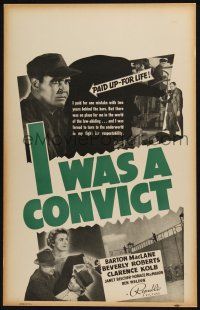 3e796 I WAS A CONVICT WC '39 Barton MacLane paid for one mistake with 2 years behind bars!