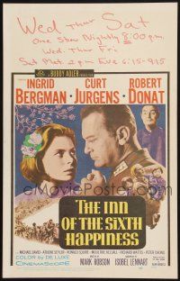3e799 INN OF THE SIXTH HAPPINESS WC '59 close up of Ingrid Bergman & Curt Jurgens, Robert Donat