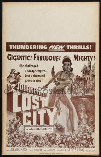 3e816 JOURNEY TO THE LOST CITY Benton WC '60 directed by Fritz Lang, art of sexy Debra Paget!