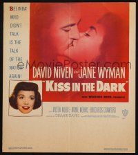 3e824 KISS IN THE DARK WC '49 close up headshot of Jane Wyman + kissing David Niven!