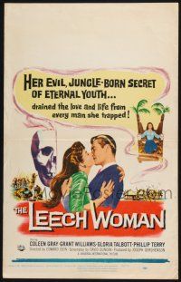 3e834 LEECH WOMAN WC '60 deadly female vampire drained love & life from every man she trapped!