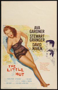 3e837 LITTLE HUT WC '57 giant image of barely-dressed tropical Ava Gardner with sexy eyes!