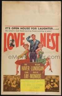3e845 LOVE NEST WC '51 William Lundigan stands between sexy Marilyn Monroe & June Haver!