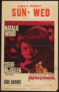 3e846 LOVE WITH THE PROPER STRANGER WC '64 romantic close up of Natalie Wood & Steve McQueen!