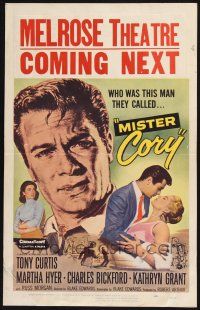 3e863 MISTER CORY WC '57 art of professional poker player Tony Curtis & kissing sexy Martha Hyer!