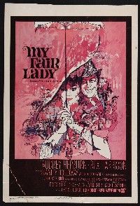 3e865 MY FAIR LADY WC '64 classic art of Audrey Hepburn & Rex Harrison by Bob Peak!
