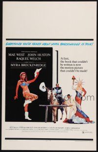 3e867 MYRA BRECKINRIDGE WC '70 John Huston, Mae West & sexy Raquel Welch in patriotic outfit!