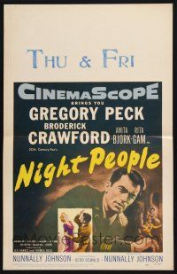 3e868 NIGHT PEOPLE WC '54 great close up of military soldier Gregory Peck in uniform!