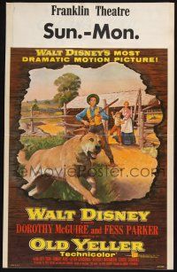3e871 OLD YELLER WC '57 Dorothy McGuire, Fess Parker, art of Walt Disney's most classic canine!