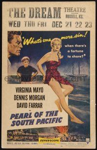3e880 PEARL OF THE SOUTH PACIFIC WC '55 art of sexy Virginia Mayo in sarong & Dennis Morgan!
