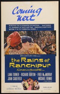 3e892 RAINS OF RANCHIPUR WC '55 Lana Turner, Richard Burton, rains couldn't wash their sin away!