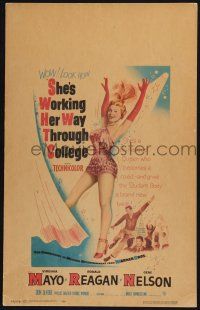 3e914 SHE'S WORKING HER WAY THROUGH COLLEGE WC '52 sexy full-length Virginia Mayo, Ronald Reagan